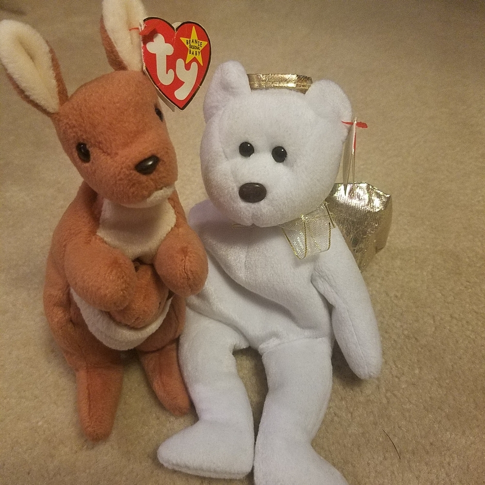 Ty Beanie Babies Halo II Gold White Angel Bear